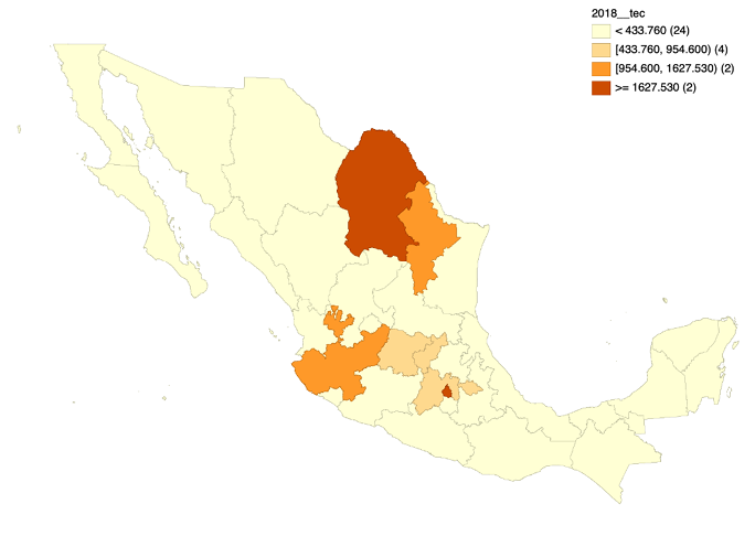 A map of mexico with orange and yellow areas

Description automatically generated